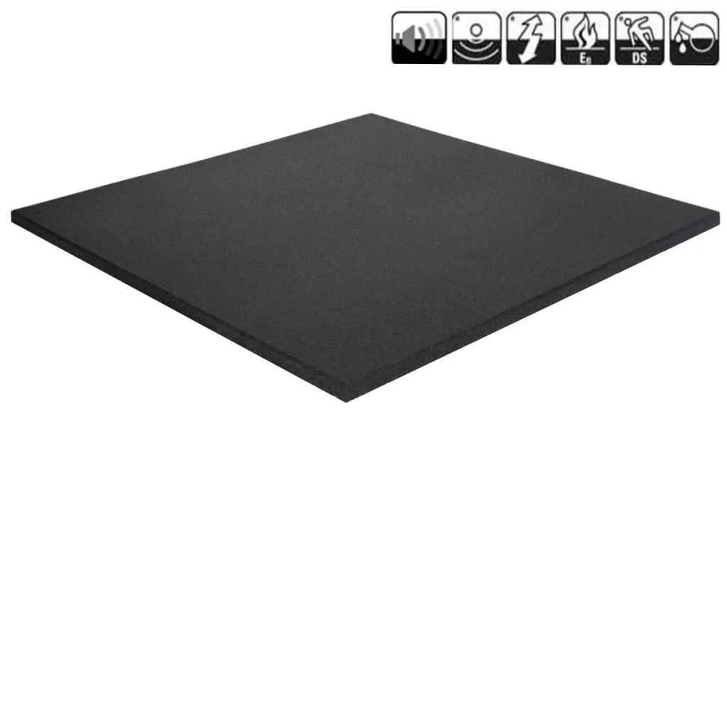 Premium Sportvloer rubber tegel ZWART | 100x100cm | 3cm dik