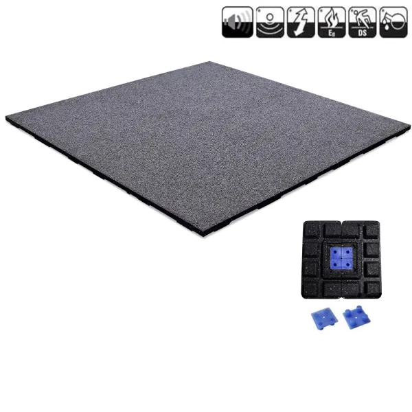 EasyConnect Heavy Duty Zwart/Grijs rubber tegel | 100x100cm | 2cm dik