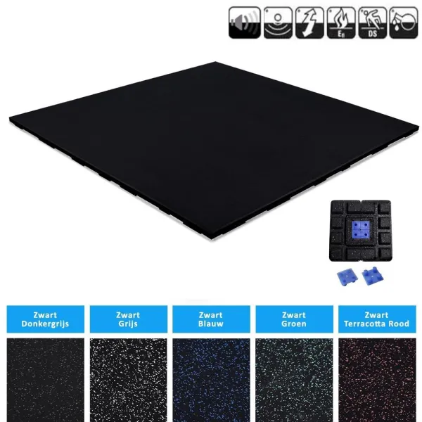 EasyConnect High Tech Rubber Tegel Kliksysteem | 100x100cm | 2cm dik