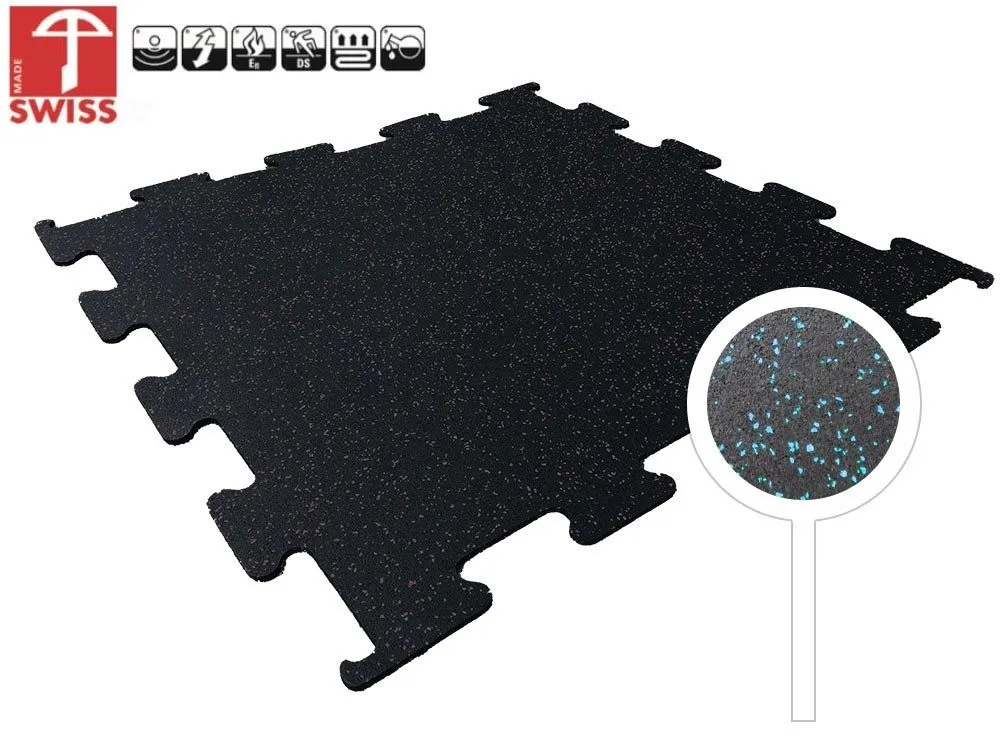 Sportvloer ProfiGym puzzel tegel Zwart/Blauw | 8mm dik | 100cm x 100cm
