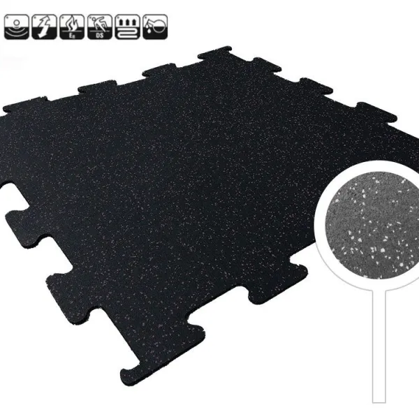 Sportvloer ProfiGym puzzel tegel Zwart/Grijs | 8mm dik | 100cm x 100cm
