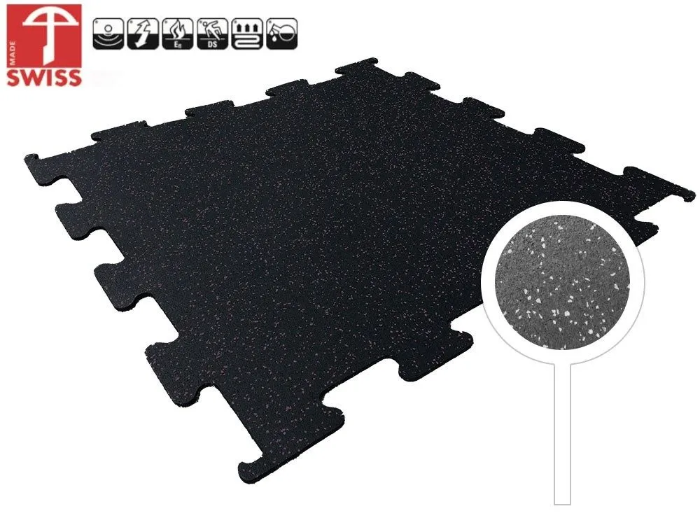 Sportvloer ProfiGym puzzel tegel Zwart/Grijs | 8mm dik | 100cm x 100cm
