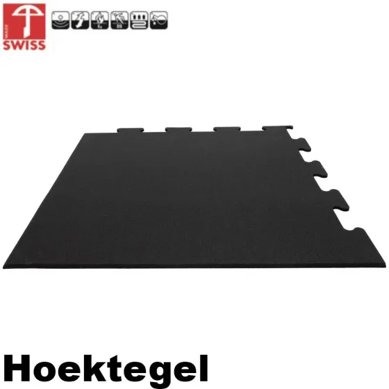 Sportvloer ProfiGym hoektegel Pure Black | 15mm dik | 100cm x 100cm