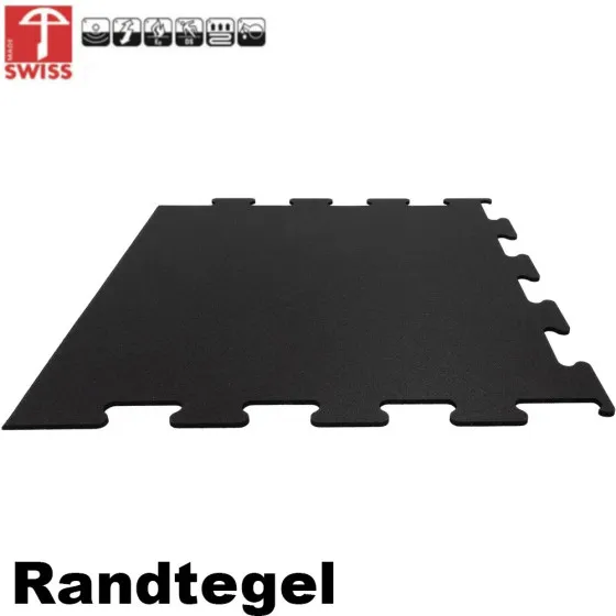 Sportvloer ProfiGym randtegel Pure Black | 10mm dik | 100cm x 100cm