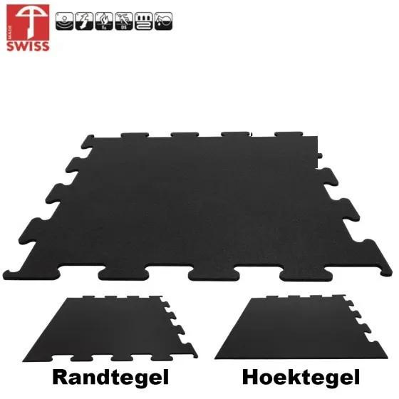 Sportvloer ProfiGym puzzel tegel Pure Black | 10mm dik | 100cm x 100cm