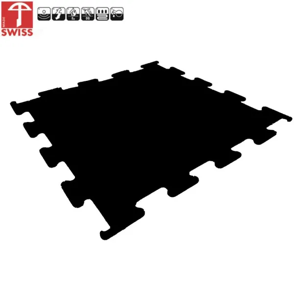 Sportvloer ProfiGym puzzel tegel Pure Black | 8mm dik | 100cm x 100cm